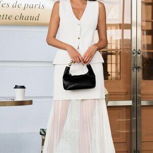 NWT Women’s 2-Piece Set – V-Neck Sleeveless Blazer & Maxi Skirt